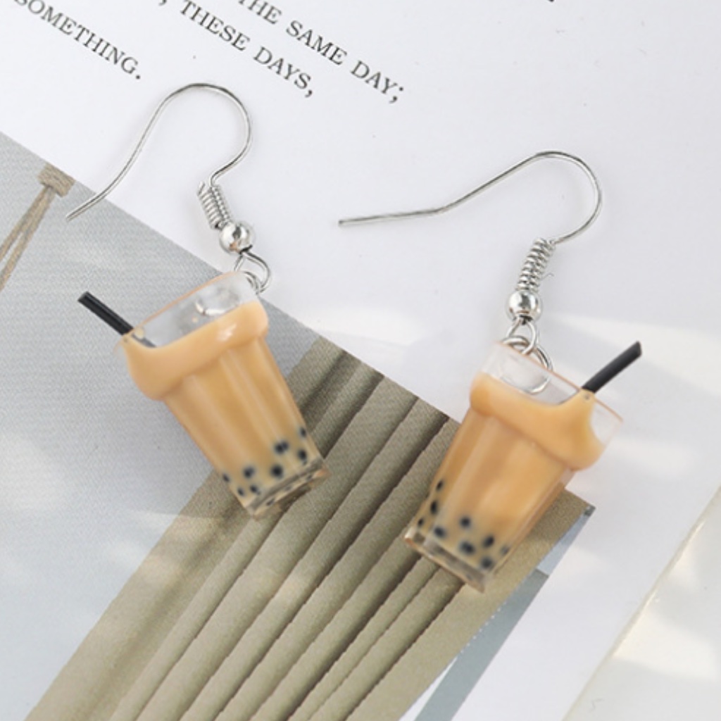 Adorable Bubble Tea Milk Tea Drop Dangle Stud Earrings